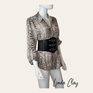 Women Punk Styled Wide Waist Vintage Corset Belt Black Gold